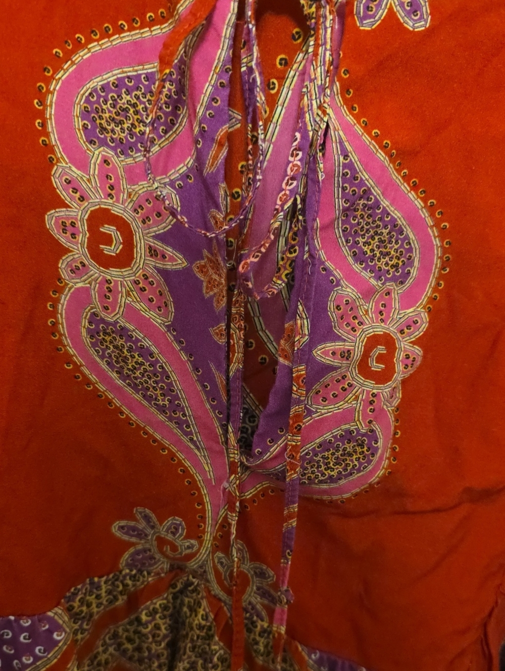 Farm Rio Women's Boho Red & Purple Paisley Maxi Dress Balloon Sleeves Sz L READ - Picture 4 of 13